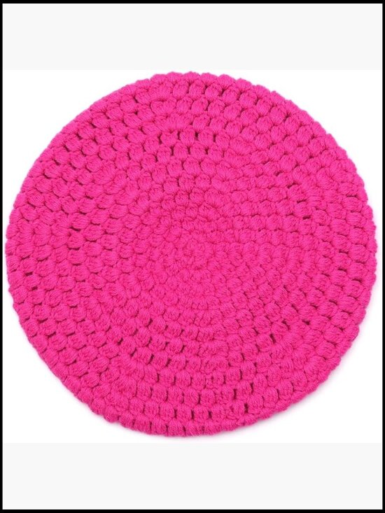 Crochet Rib Beret - Acrylic Wool Blend, Classic Beret Hat main image 5